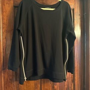 Stella & Dot Black Sweatshirt with Side Zippers